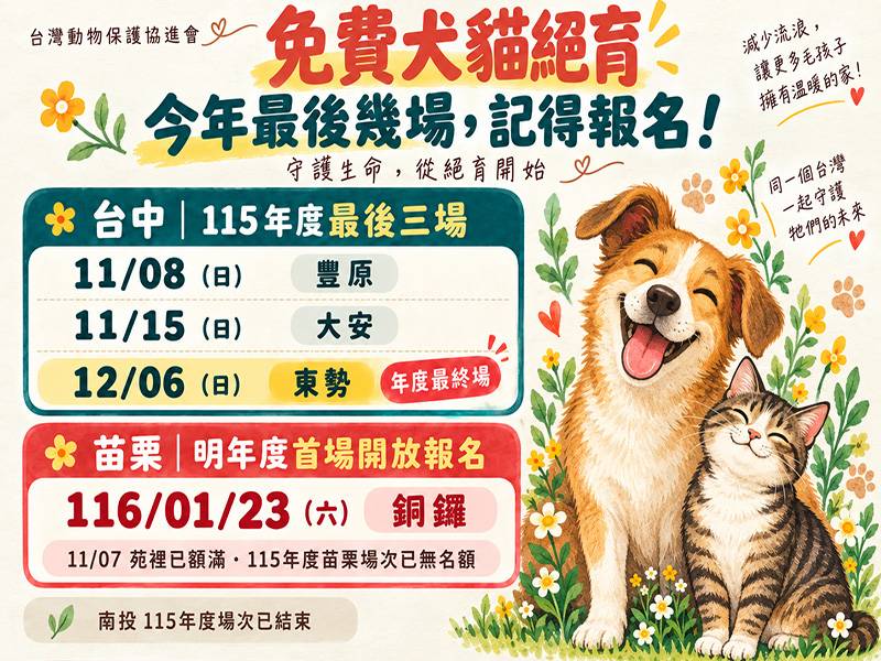 📣 免費犬貓絕育｜最新...
